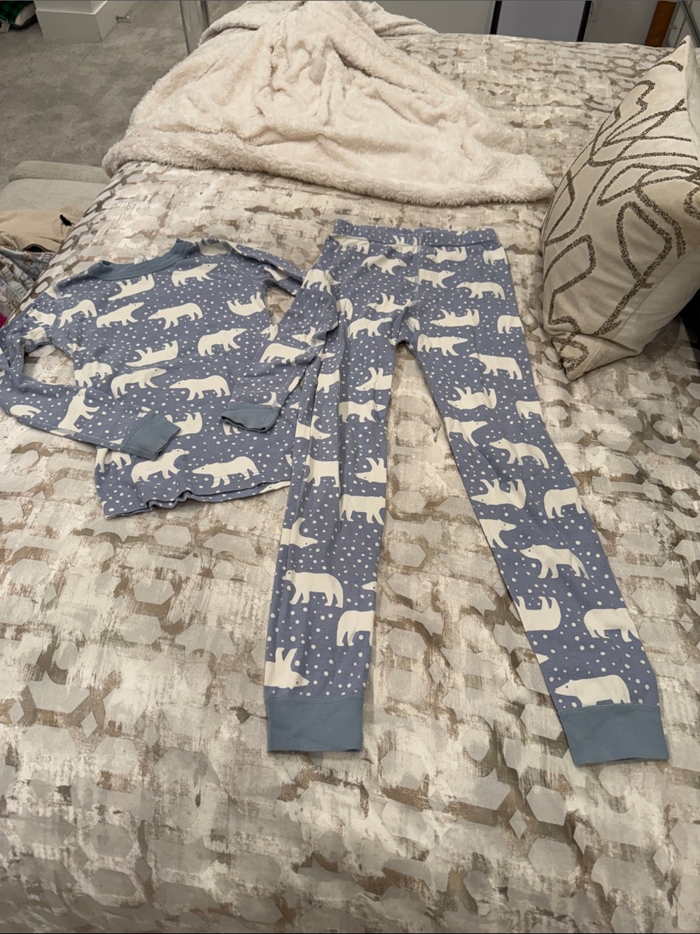 Hanna Andersson Blue Polar Bear Print Pajama Set